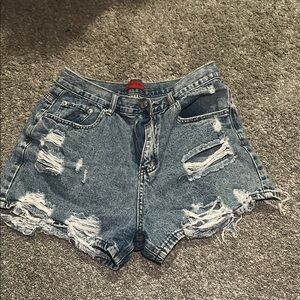 Signature Blue Jean Shorts High-Waisted Distressed